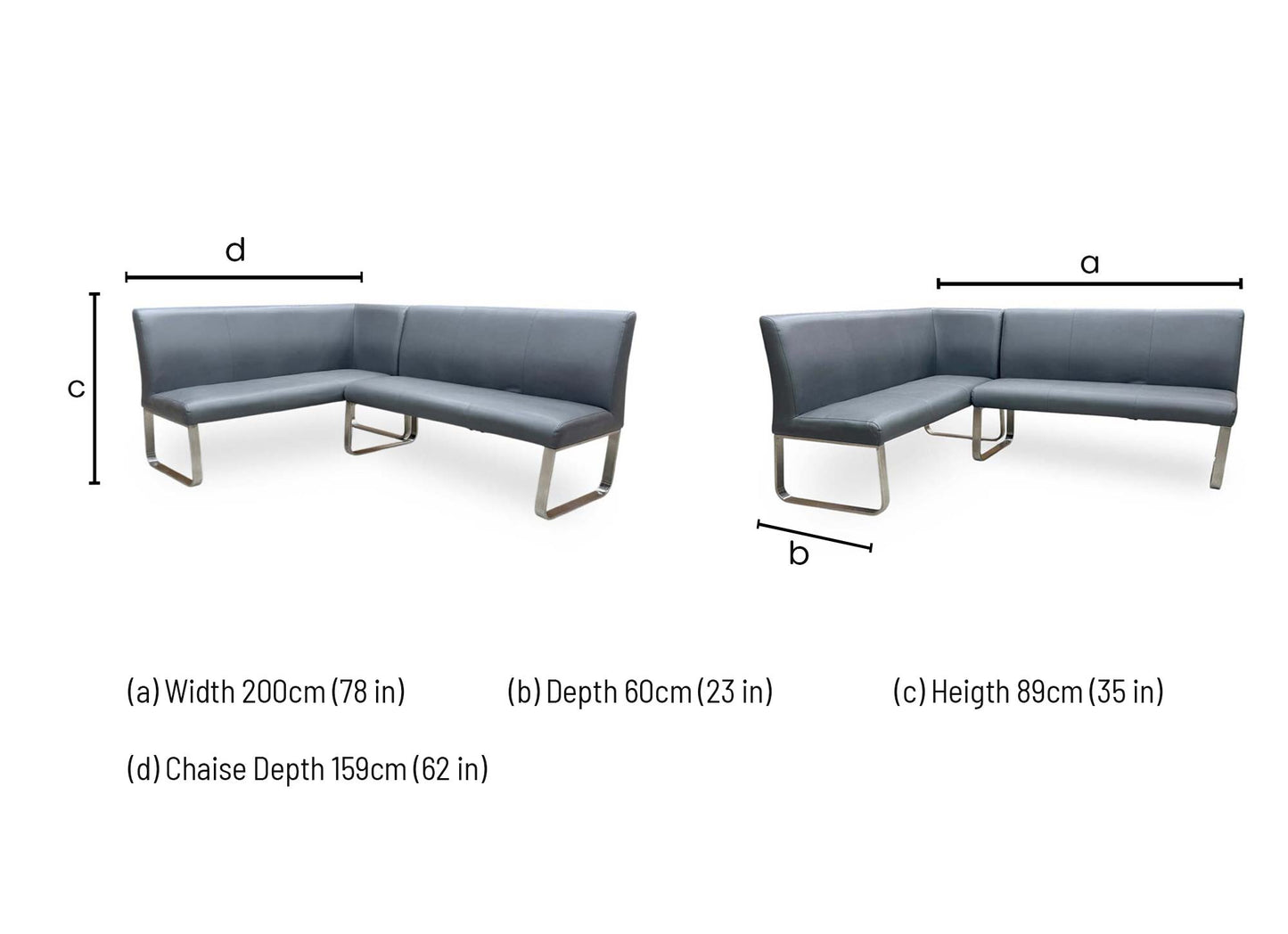 'Cocoon' Grey Faux Leather Left Hand Facing Corner Bench