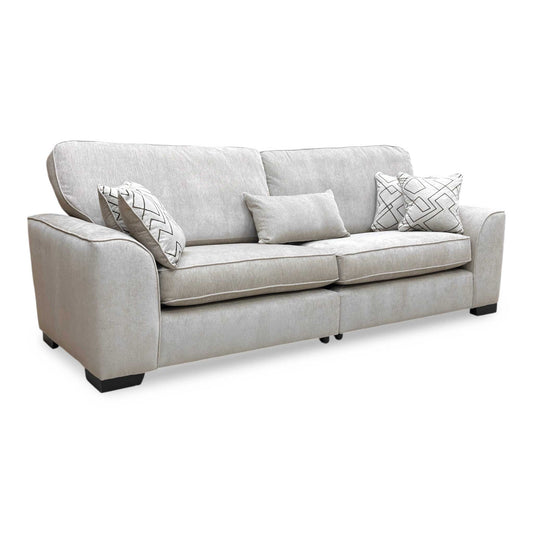 Full view of the Thornbrook ‘Harvey’ 4-seater sofa upholstered in Truffle Derwent soft weave fabric.