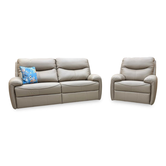 G Plan 'Amesbury' L846 Cambridge Taupe Leather 3 Seater Sofa + Chair