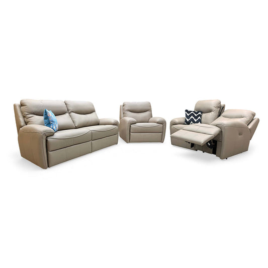 G Plan 'Amesbury' L846 Cambridge Taupe Leather 3 + 2 Seater Sofa + Chair