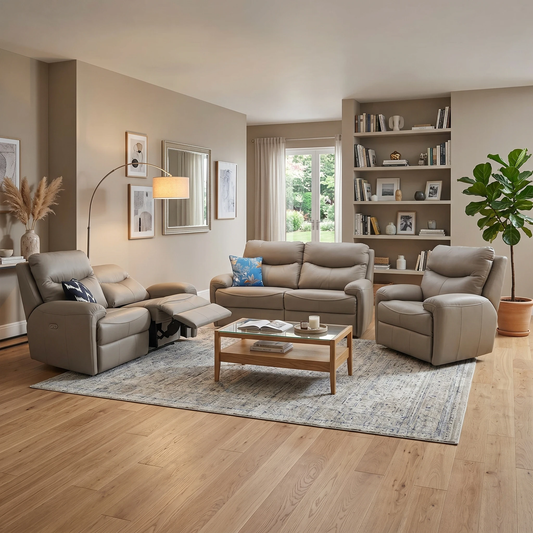 G Plan 'Amesbury' L846 Cambridge Taupe Leather 3 + 2 Seater Sofa + Chair
