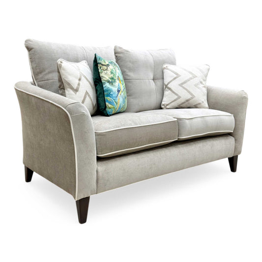 Full view of Furniture Village 'Soho' 2-seater classic back sofa in Garda Acier linen fabric.