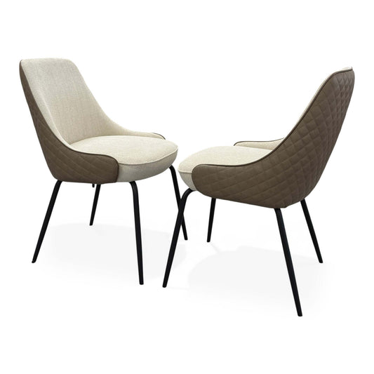 ‘Sadia’ Biscuit Combination Dual Material Dining Chair - Set of 2