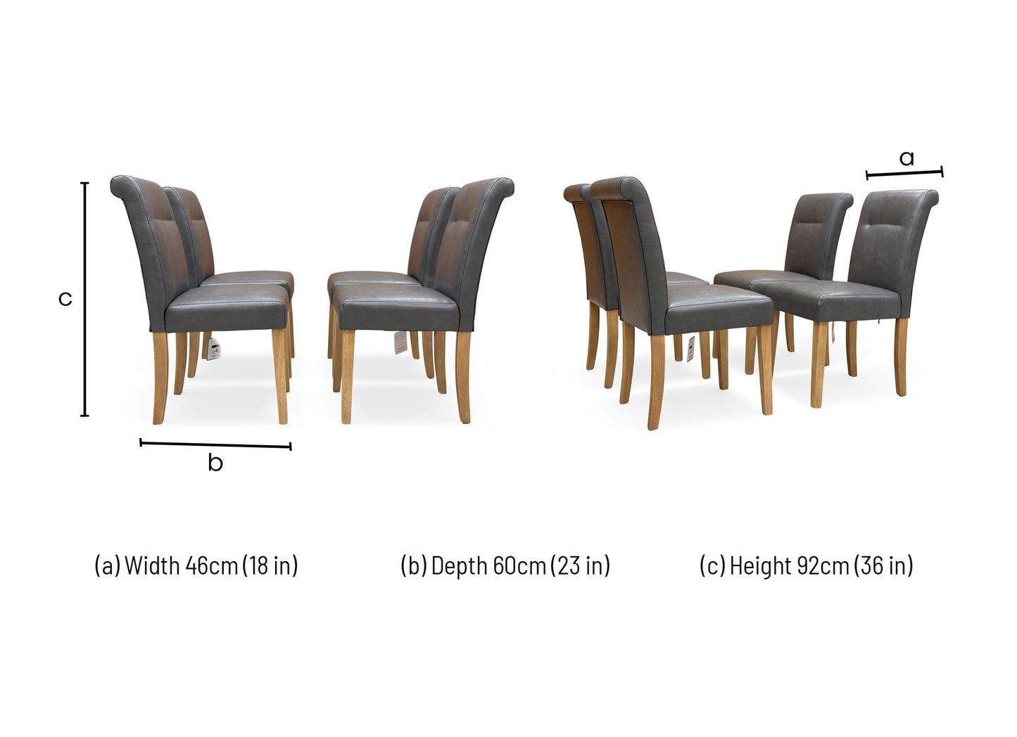 Technical dimensions diagram for the Lewis dining chair: 46cm Width, 60cm Depth, and 92cm Height.