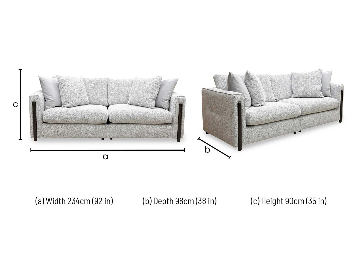 ‘Barney’ Silver Zara Fabric 4 Seater Classic Back Split Frame Sofa