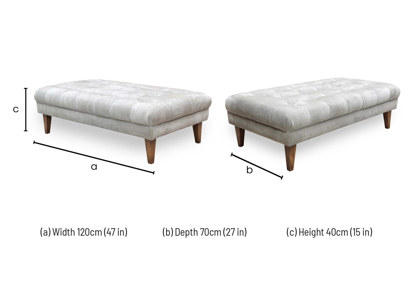 'Palace' Oasis Silver Fabric Large Bench Footstool