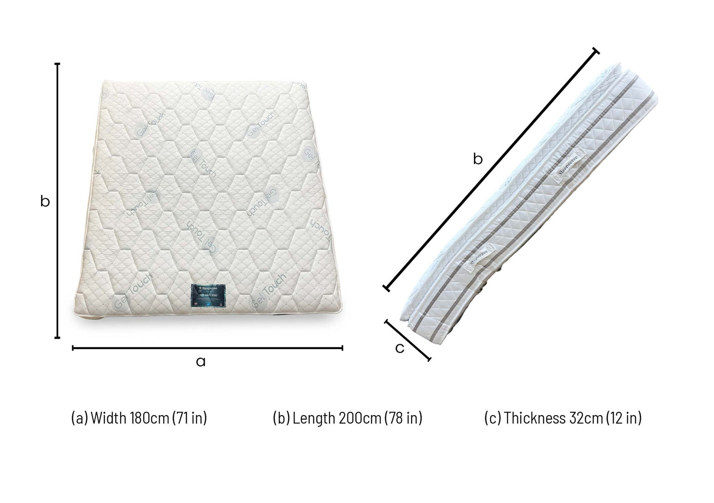 Dimensions diagram for the Sleepeezee Super King mattress.