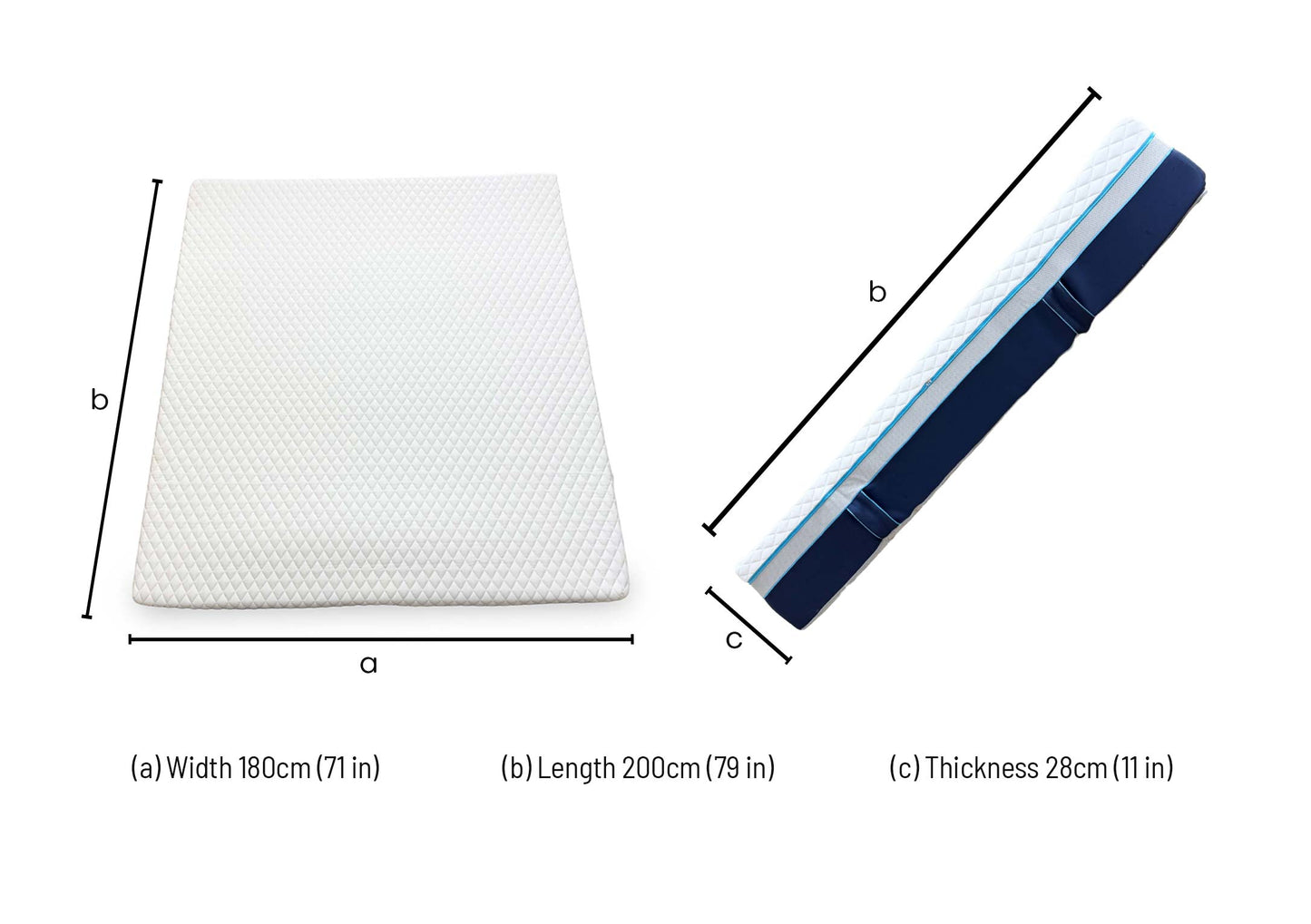 Dimensions diagram for the Simba Ultra Hybrid Super King mattress.