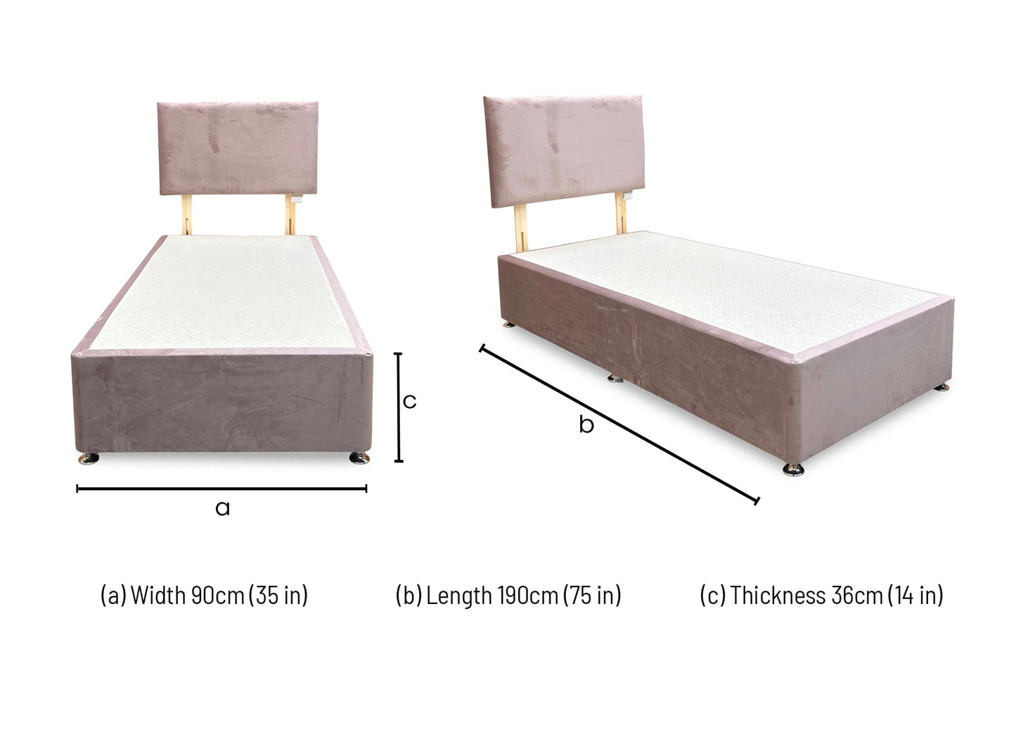 ‘Roma’ Plush Lilac Velvet Headboard + Divan Base