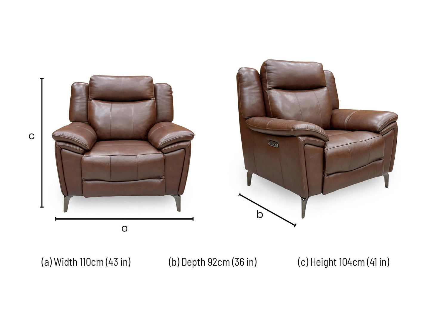 'Panache’ Chocolate Brown Cat-60:08 Leather Power Recliner Chair