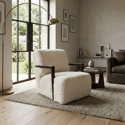 ‘Aura’ Bear Ivory White Dw Faux Fur Swivel Chair