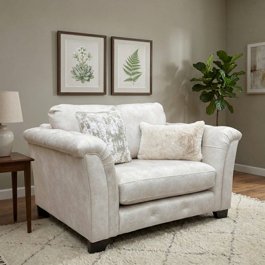 ‘Aura' Kenzo Cream Dw Ft Velvet Classic Back Snuggler Chair