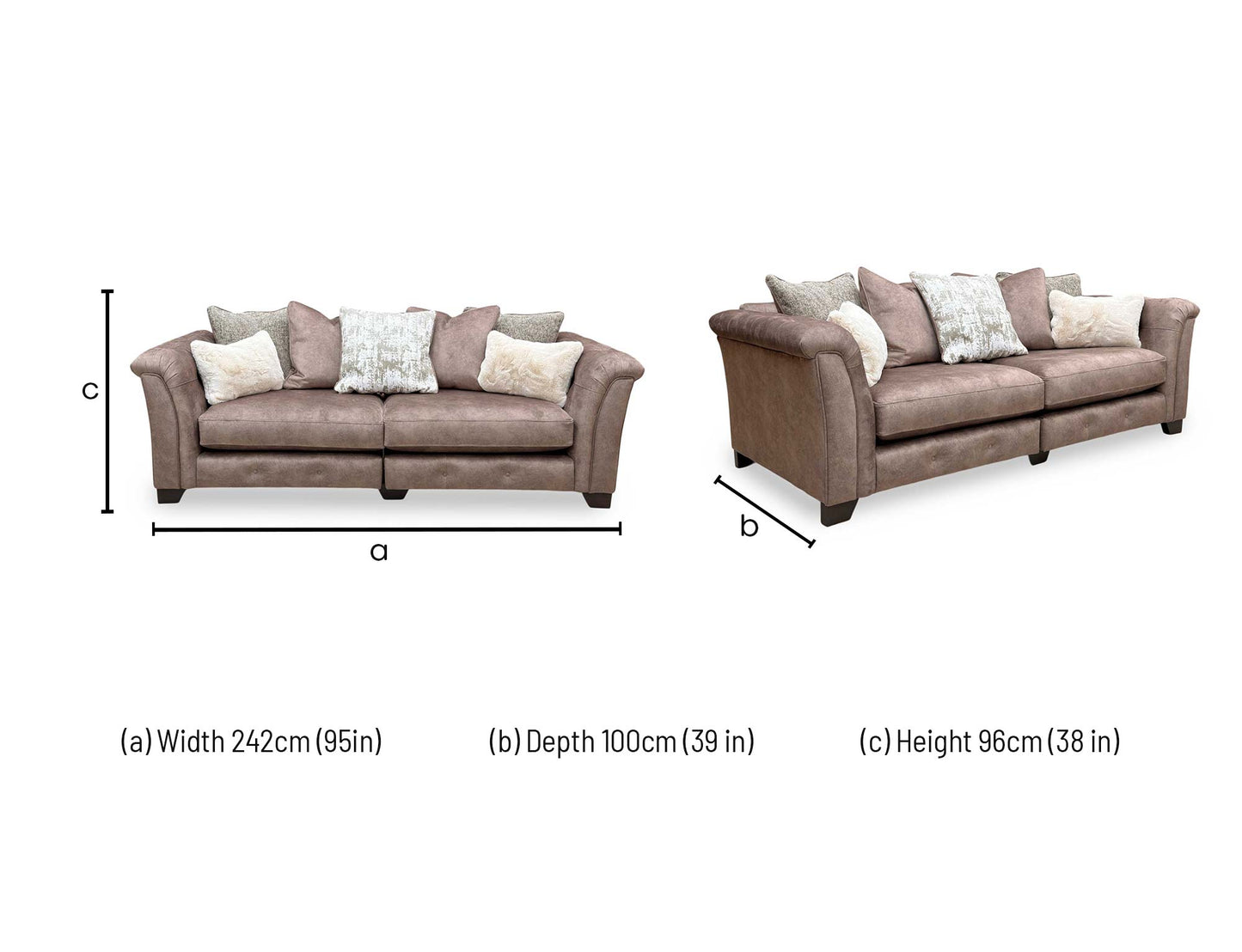 ‘Aura' Kenzo Chocolate Brown Dw Ft Velvet 4 Seater Scatter Back Split Frame Sofa