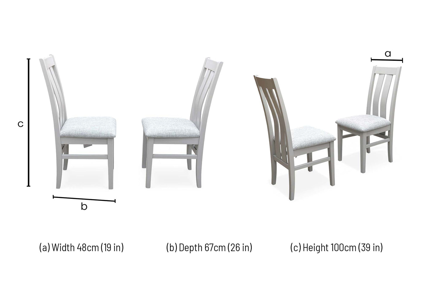 Furnitureland ‘Hamilton’ Light Grey Upholstery High Back Wooden Slat Back Dining Chair - Set of 2