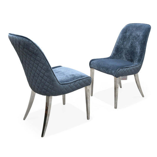 'Gabana' Blue Velvet Fixed Dining Chair - Set of 2