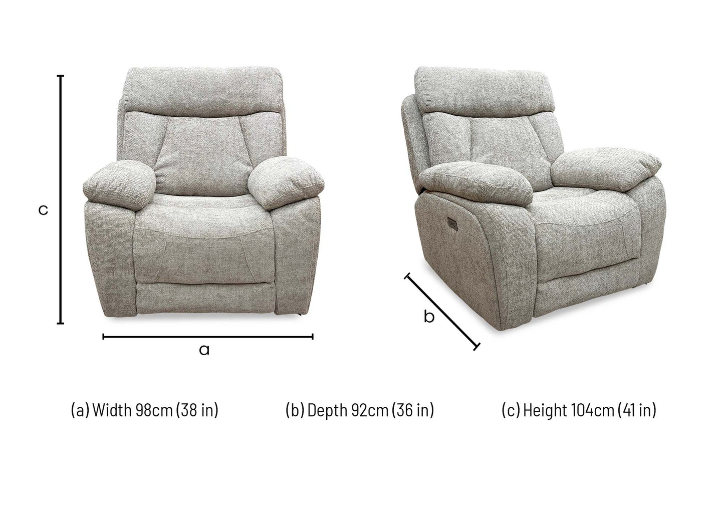 ‘Venice’ Biscuit Fabric Power Recliner Armchair