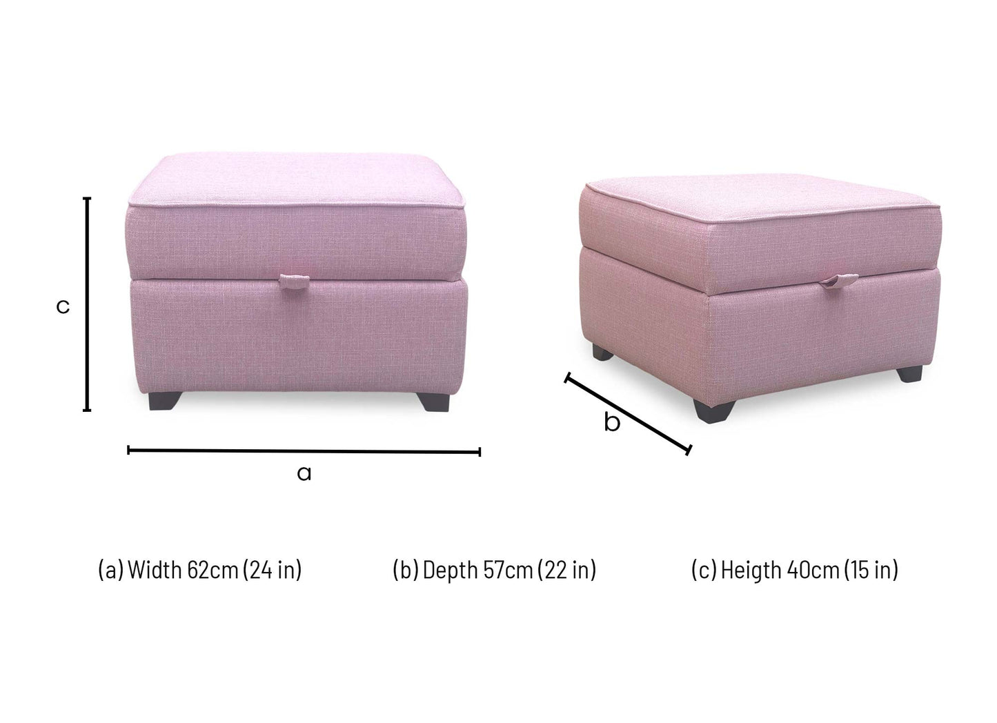 'Angelic' Cotswold Plain Pink Fabric Storage Footstool