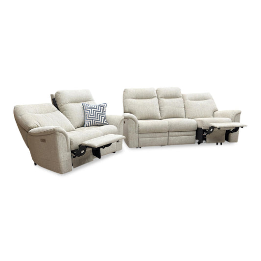 Parker Knoll 'Hudson 23’ Cromwell Mint 001355-0069 Fabric 3 Seater Power Recliner Sofa with Power Headrests and Power Lumbar + 2 Seater Power Recliner Sofa Set