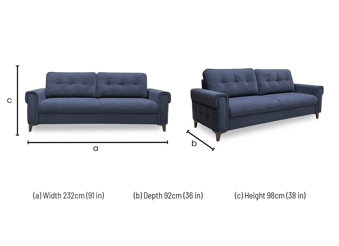 ‘Zoom’ Royal Blue Velvet 3 Seater Sofa Bed