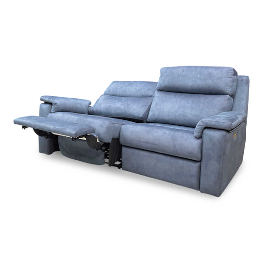 G Plan ‘Thornbury’ A125 Stingray Indigo Velvet 3 Seater Power Recliner Sofa with Power Headrest