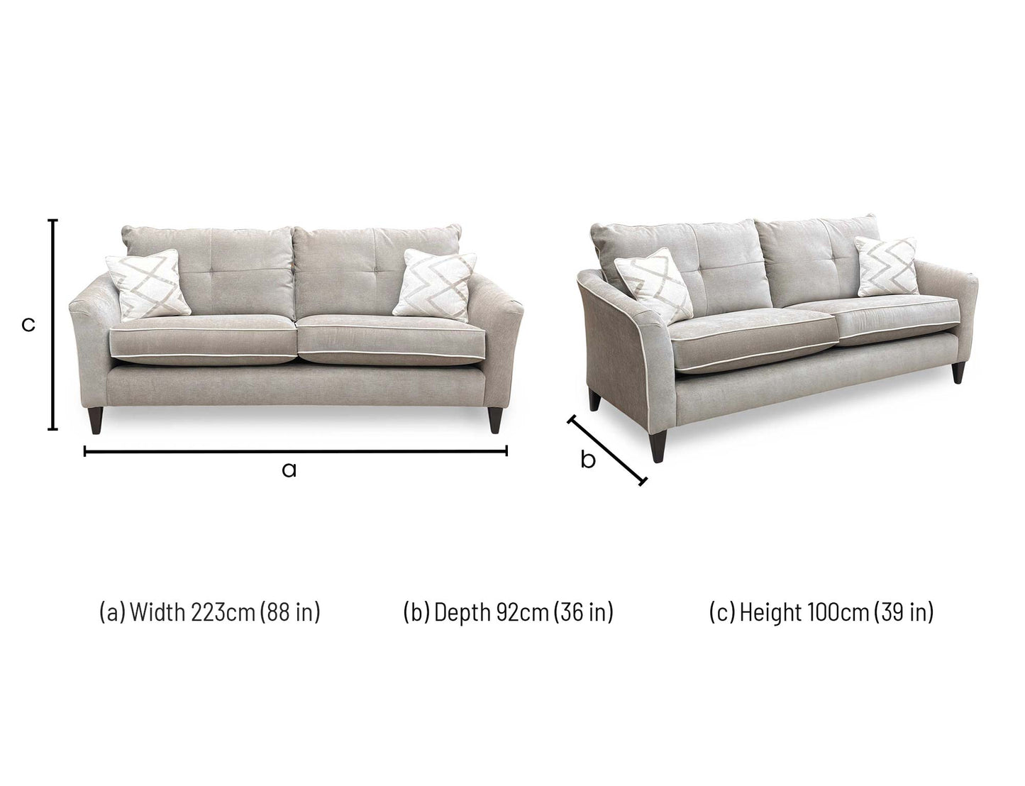 ‘Soho’ Garda Acier Cp Dw Ft4 Fabric 4 Seater Classic Back Sofa