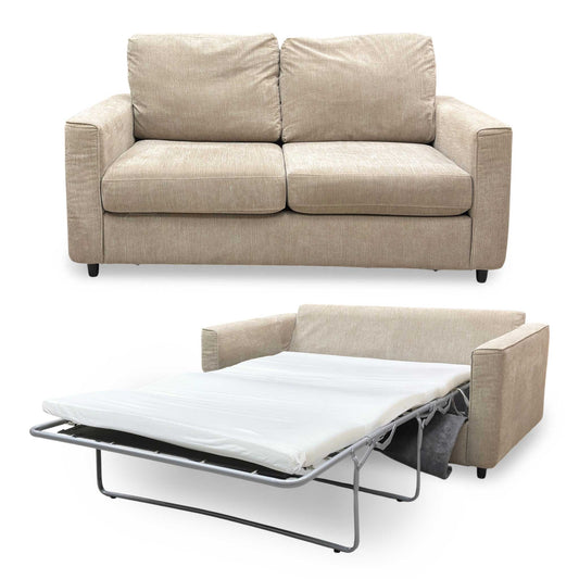 ‘Esprit’ Taupe Fabric 2 Seater Sofa Bed