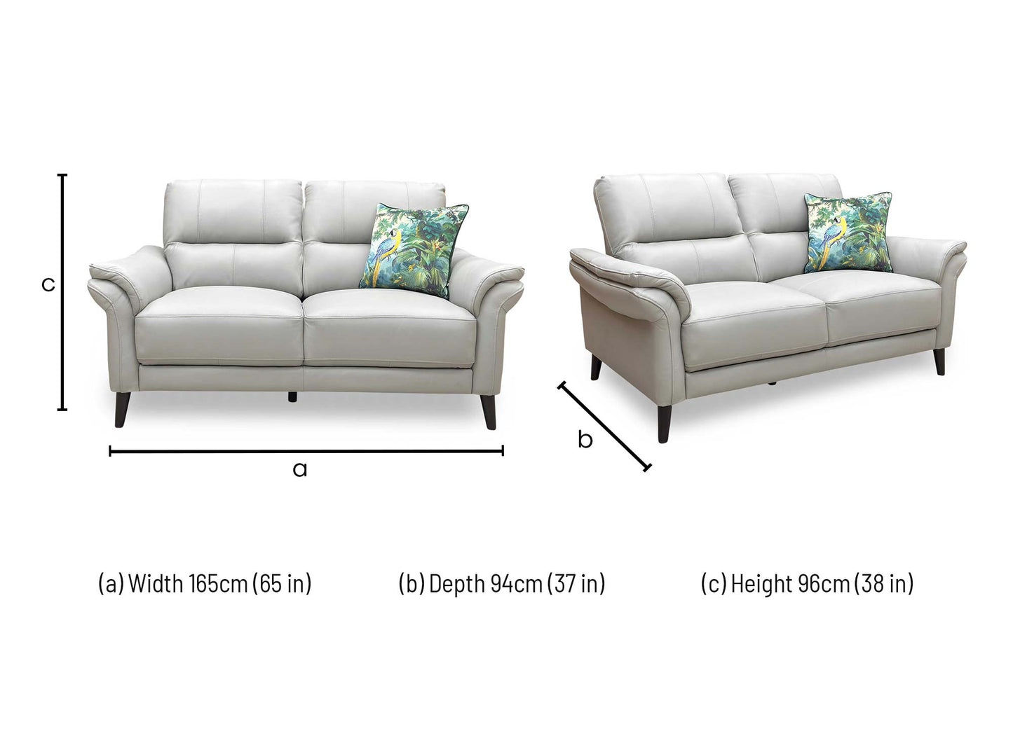 ‘Winner’ Oslo Cat-40:27 Light Grey Leather 2 Seater Sofa