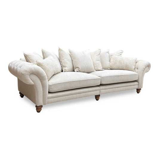 ‘Blenheim' Darwin Ivory Fabric 4 Seater Scatter Back Split Frame Sofa
