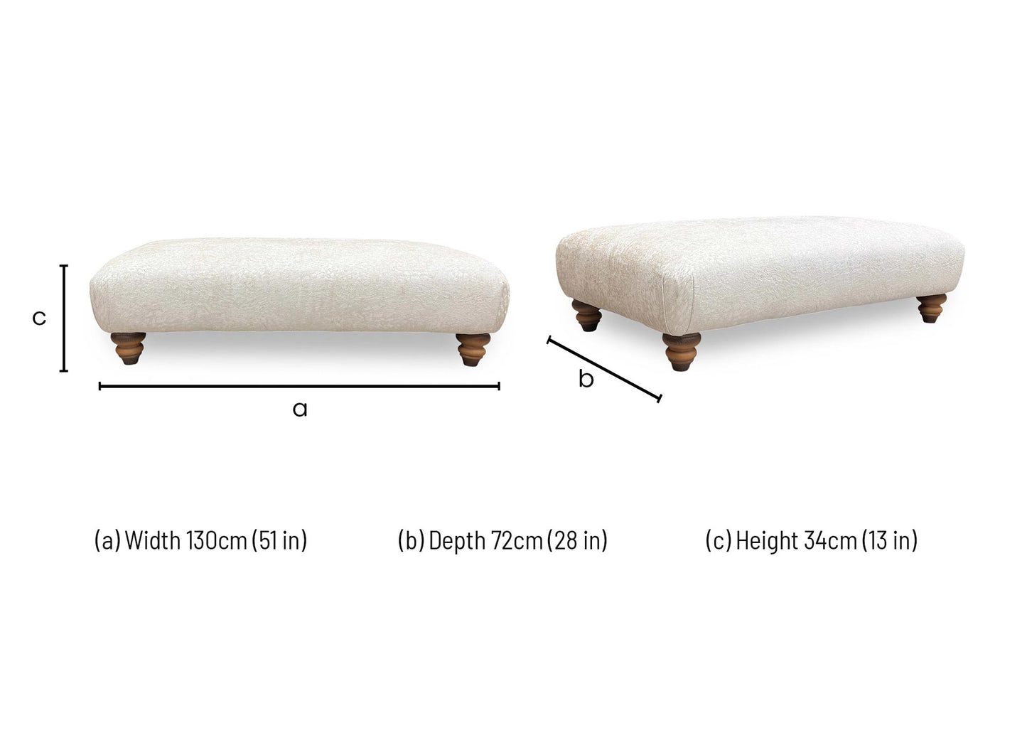 ‘Blenheim' Savoy Ivory Fabric Large Bench Footstool