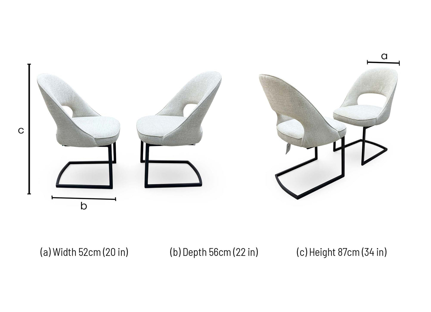 'Tiber' Alabaster Beige Fabric Cantilever Dining Chairs - Set of 2