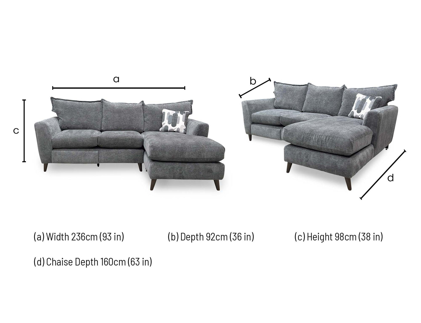 ‘Sofia' Marlon Nero Wf Fabric Right Hand Facing Power Recliner Corner Sofa with Chaise End