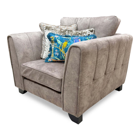 'Mariah' Dapple Velvet Chocolate-Tri No Insert Classic Back Armchair (Ariana)