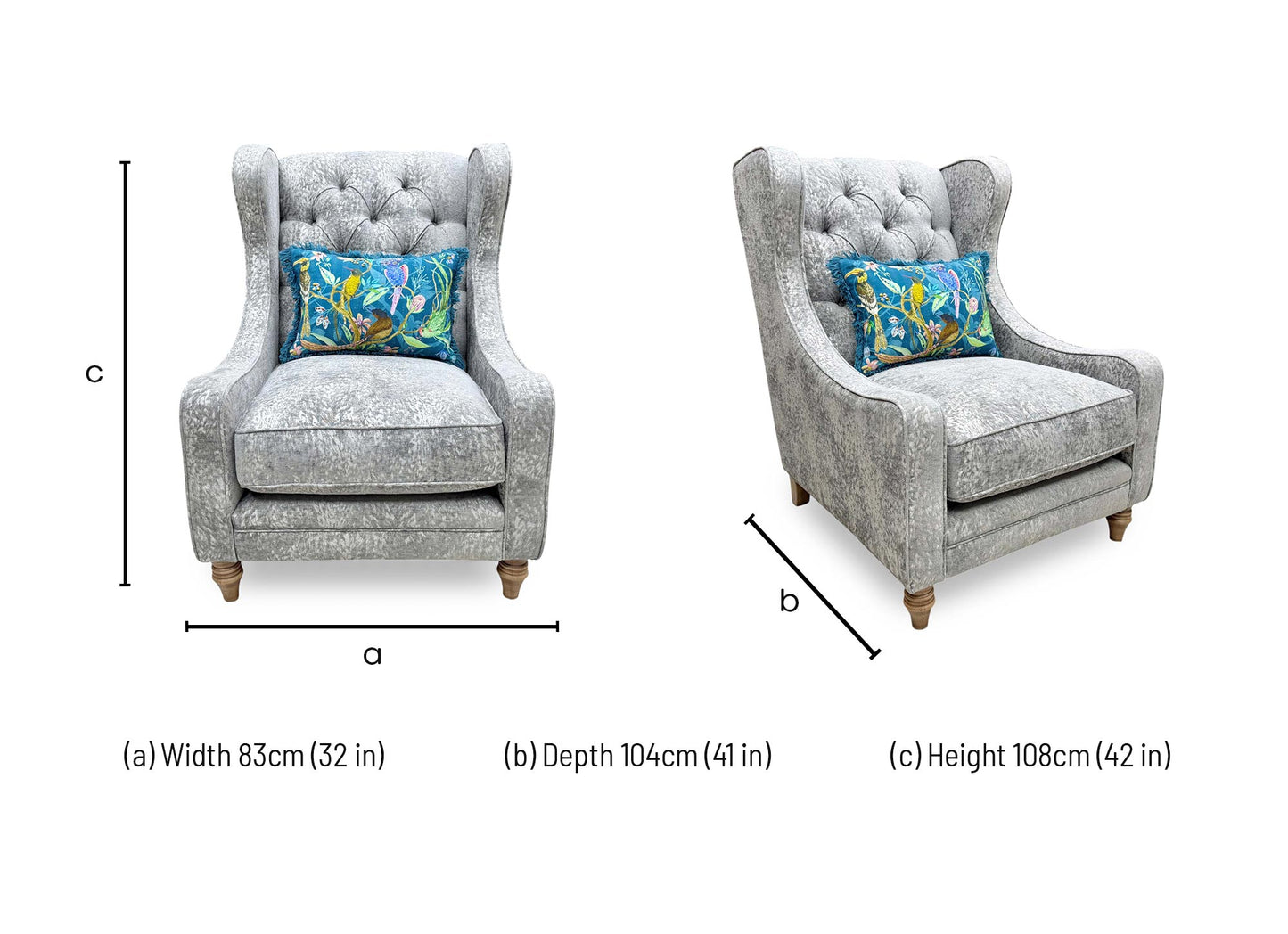 Dimensions diagram for the Blenheim chair.