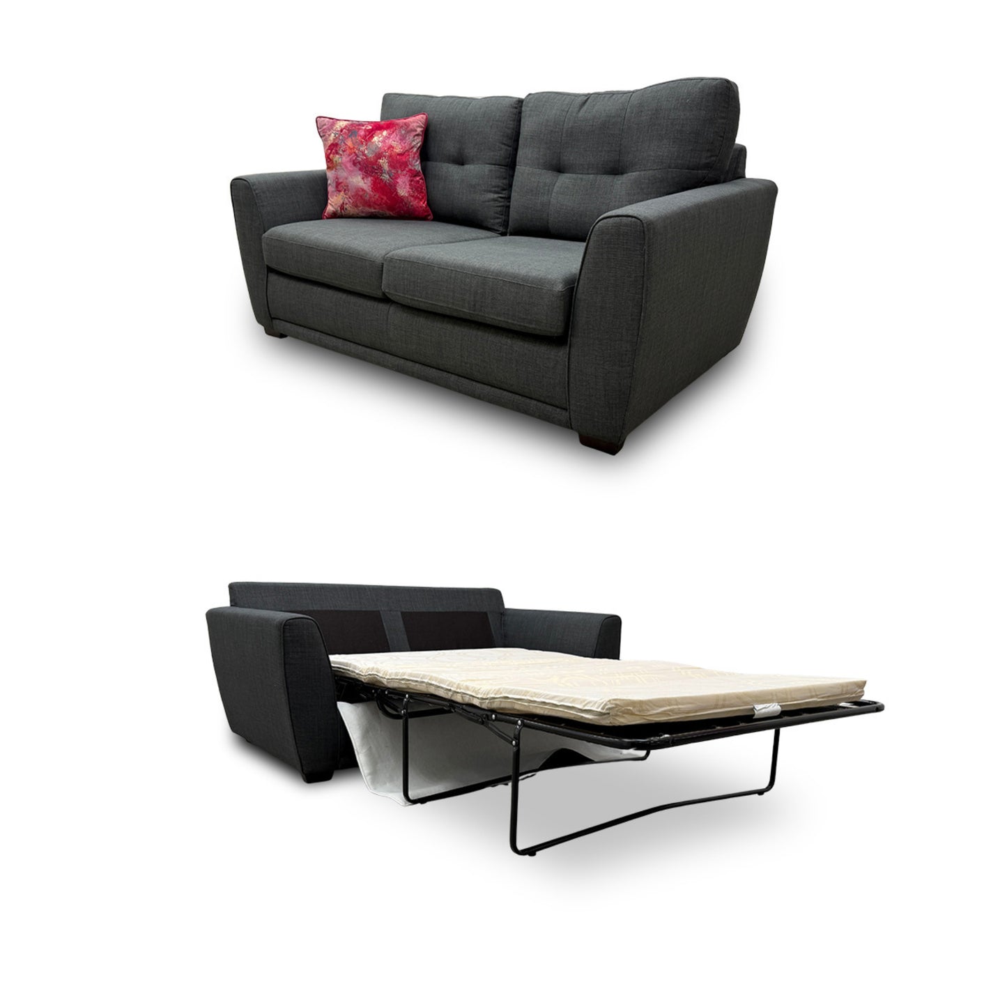 'Kian' Charcoal Revive Fabric Large 2 Seater Sofa Bed