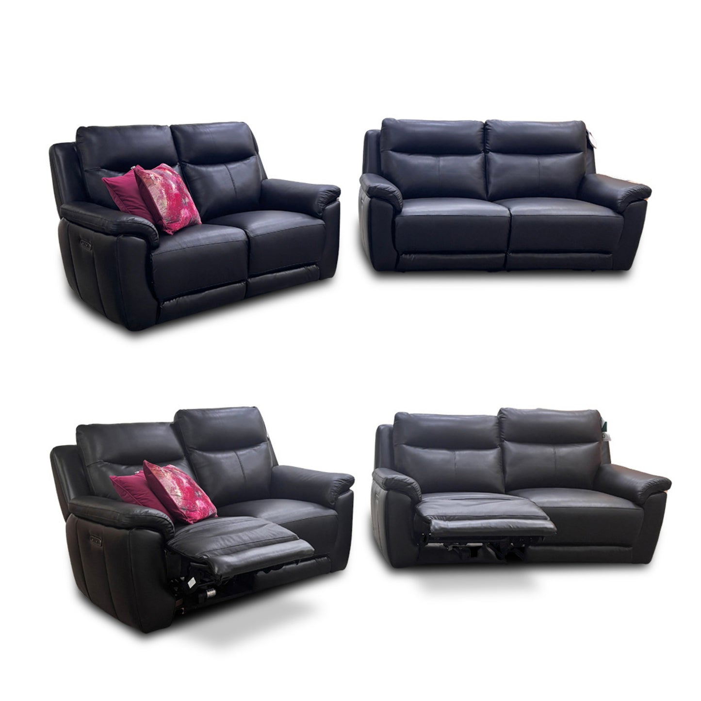 ‘Bobby’ Leather Cat-35/02 Black 3 + 2 Power Recliner Sofa Set