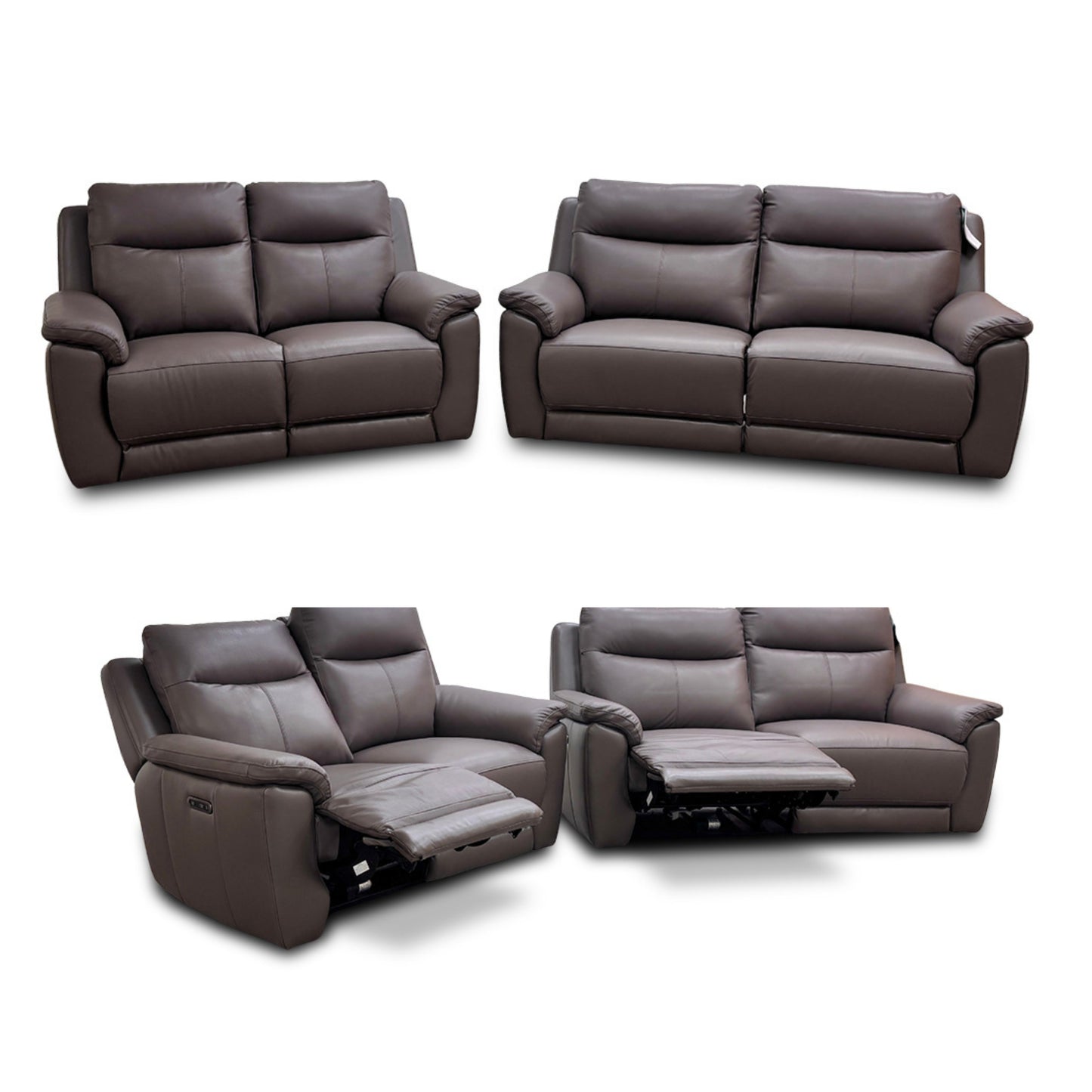 ‘Bobby’ Leather Cat-35/04 Oyster 3 + 2 Power Recliner Sofa Set