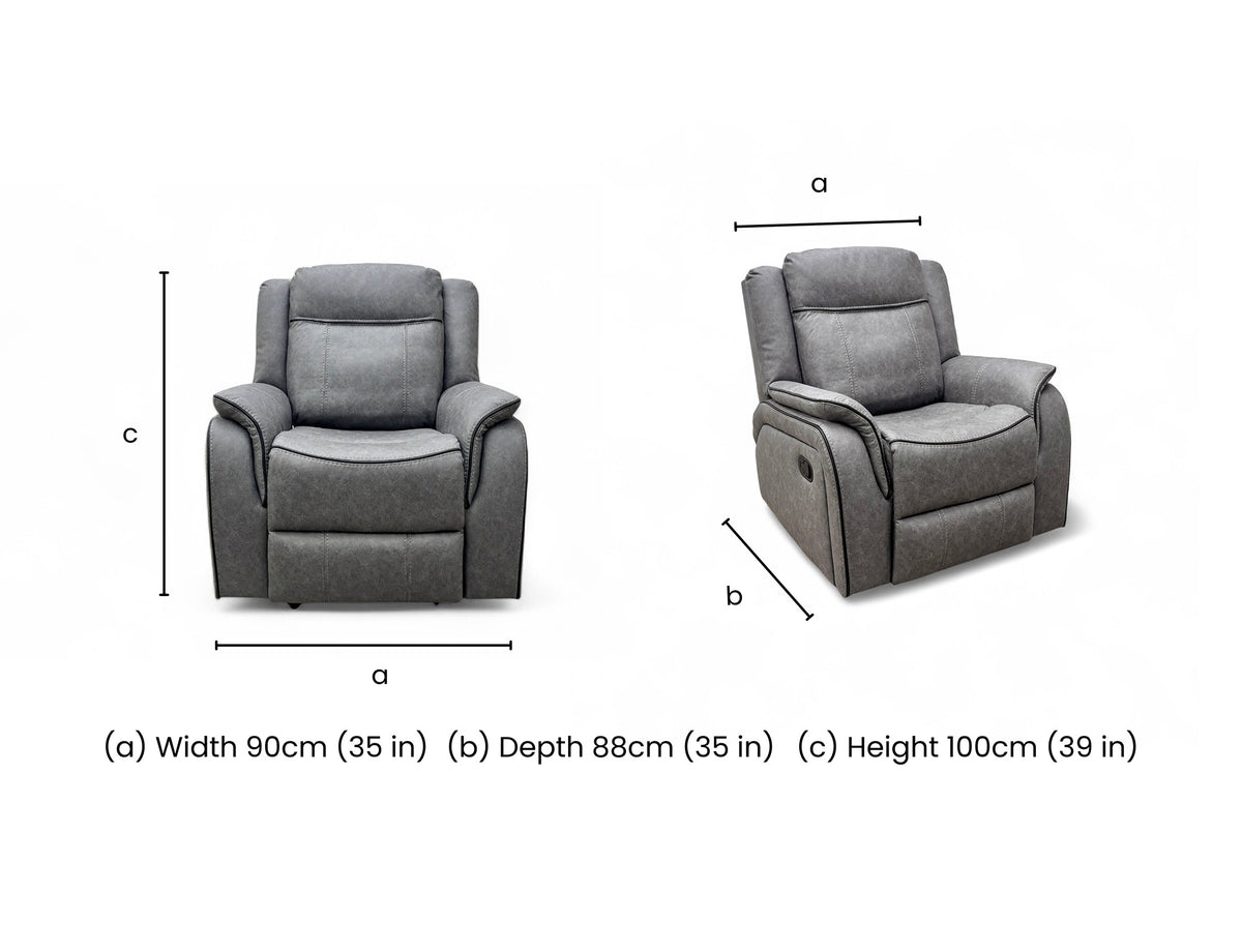 'Kardashian' Grey Endurance Fabric Manual Recliner Chair