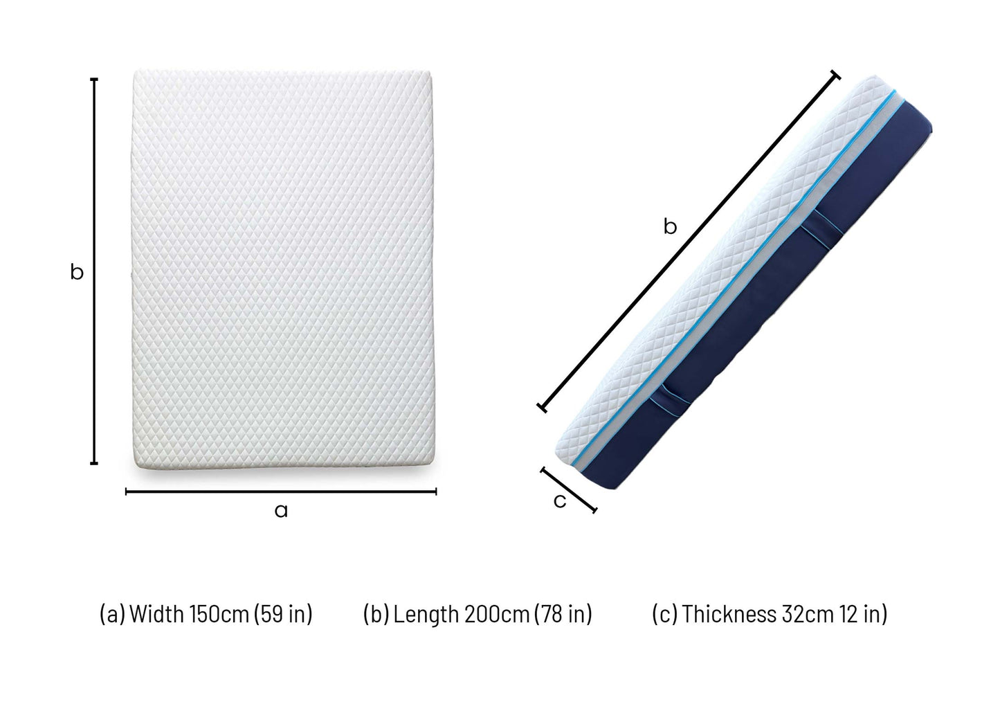 Technical dimension diagram for the ‘Simba Luxe Hybrid’ 5700 Pocket Springs Mattress (King): Width 150cm, Length 200cm, Depth 31cm.