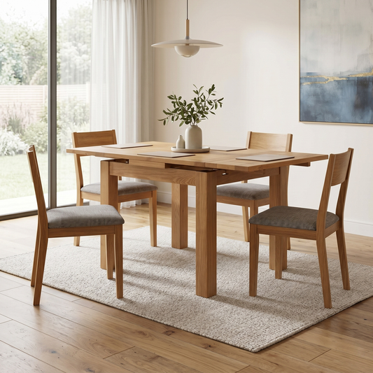 Furnitureland ‘Augusta’ Solid Oak 90cm Draw Leaf Extending Dining Table