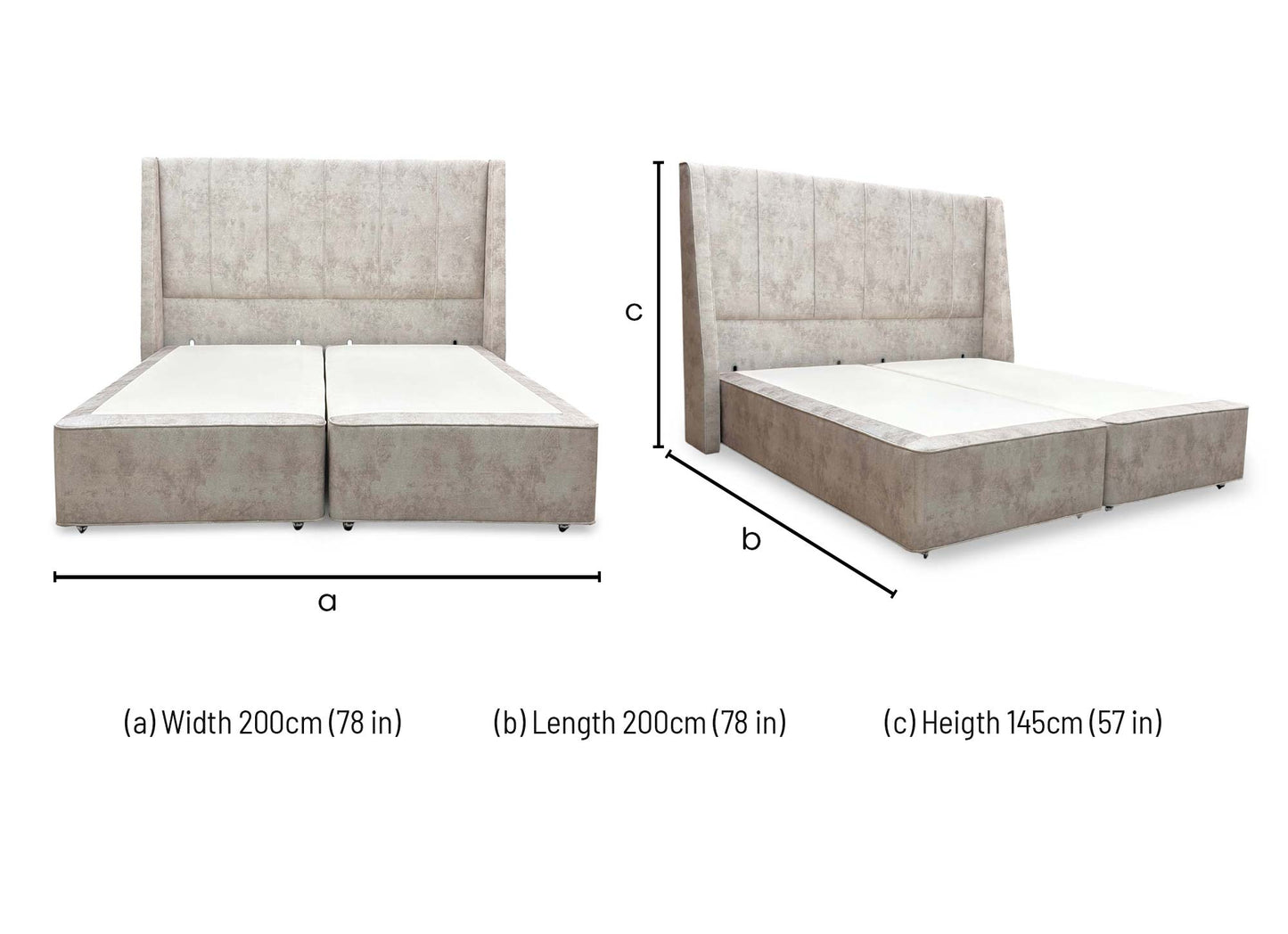 Dimensions diagram for the Super King set.