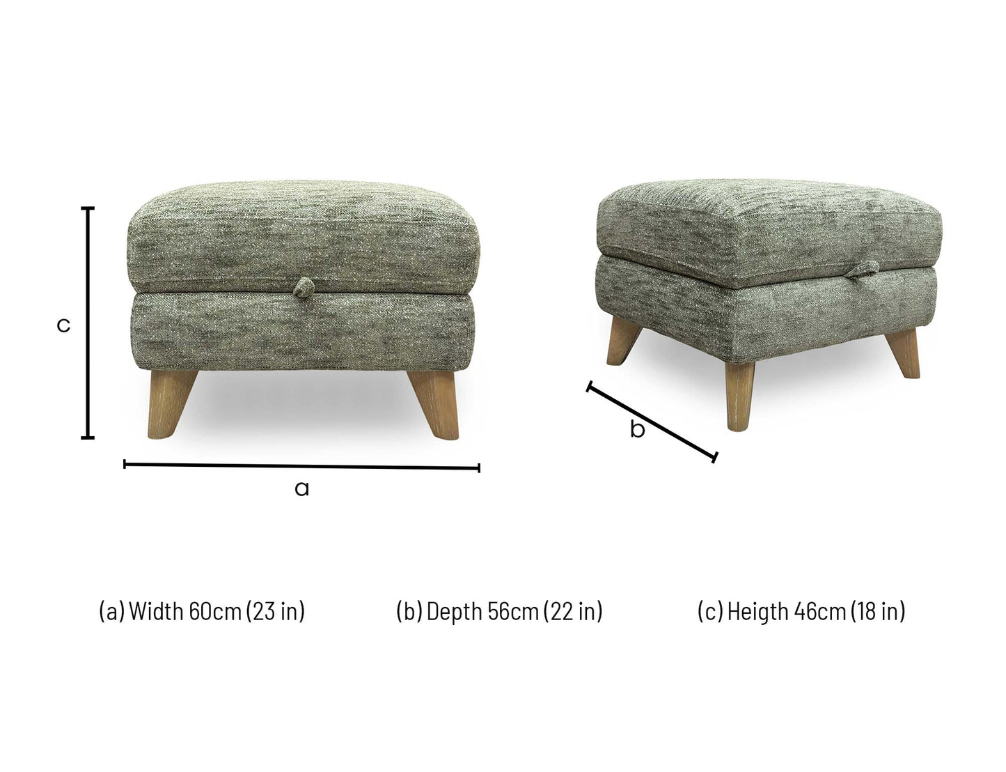 'Malmo' Fab-Mga-R11 Olive Green Fabric Storage Footstool
