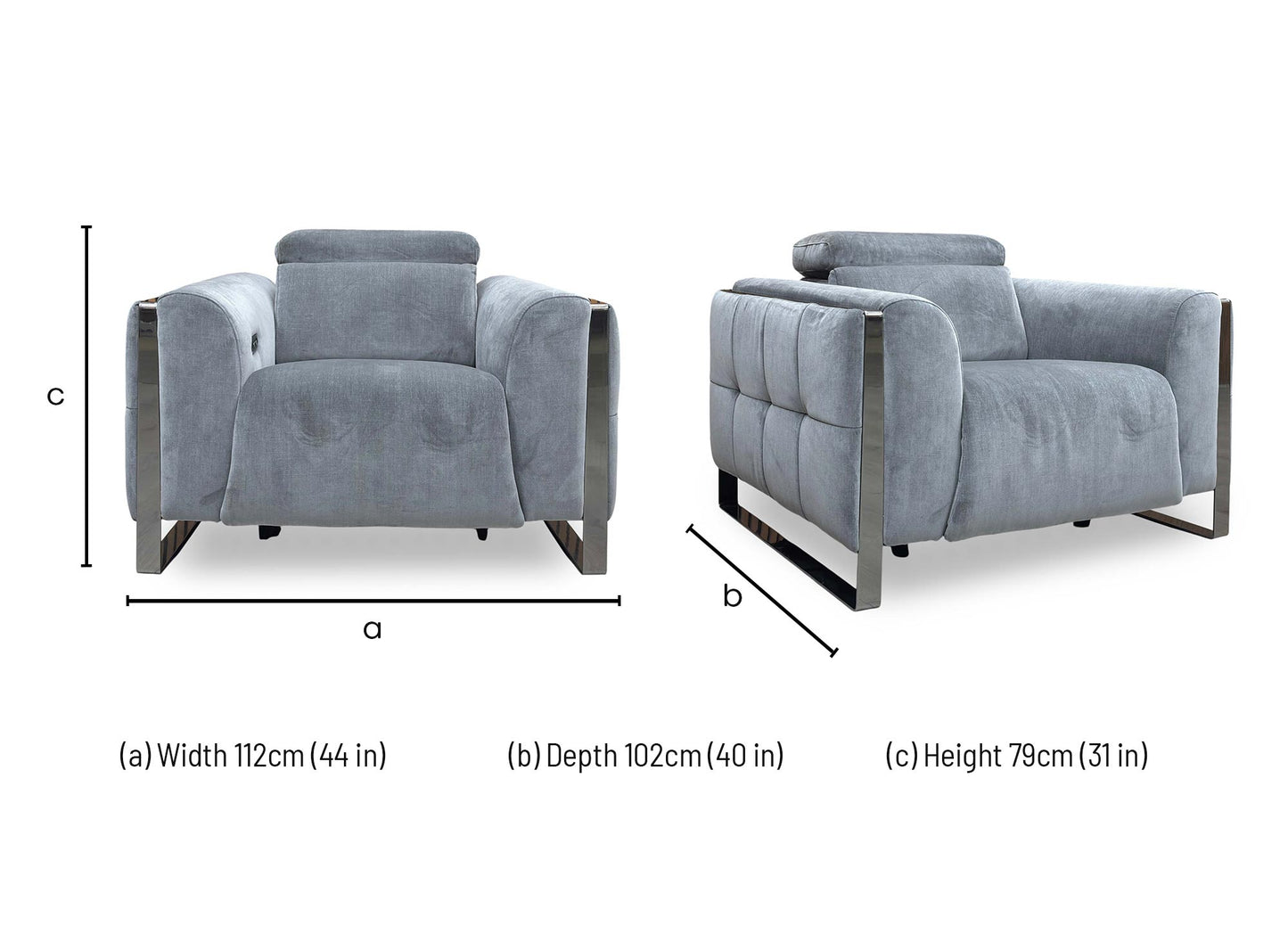 ‘Gisella' Manhattan Charcoal Linen Fabric Power Recliner Chair with Power Headrest