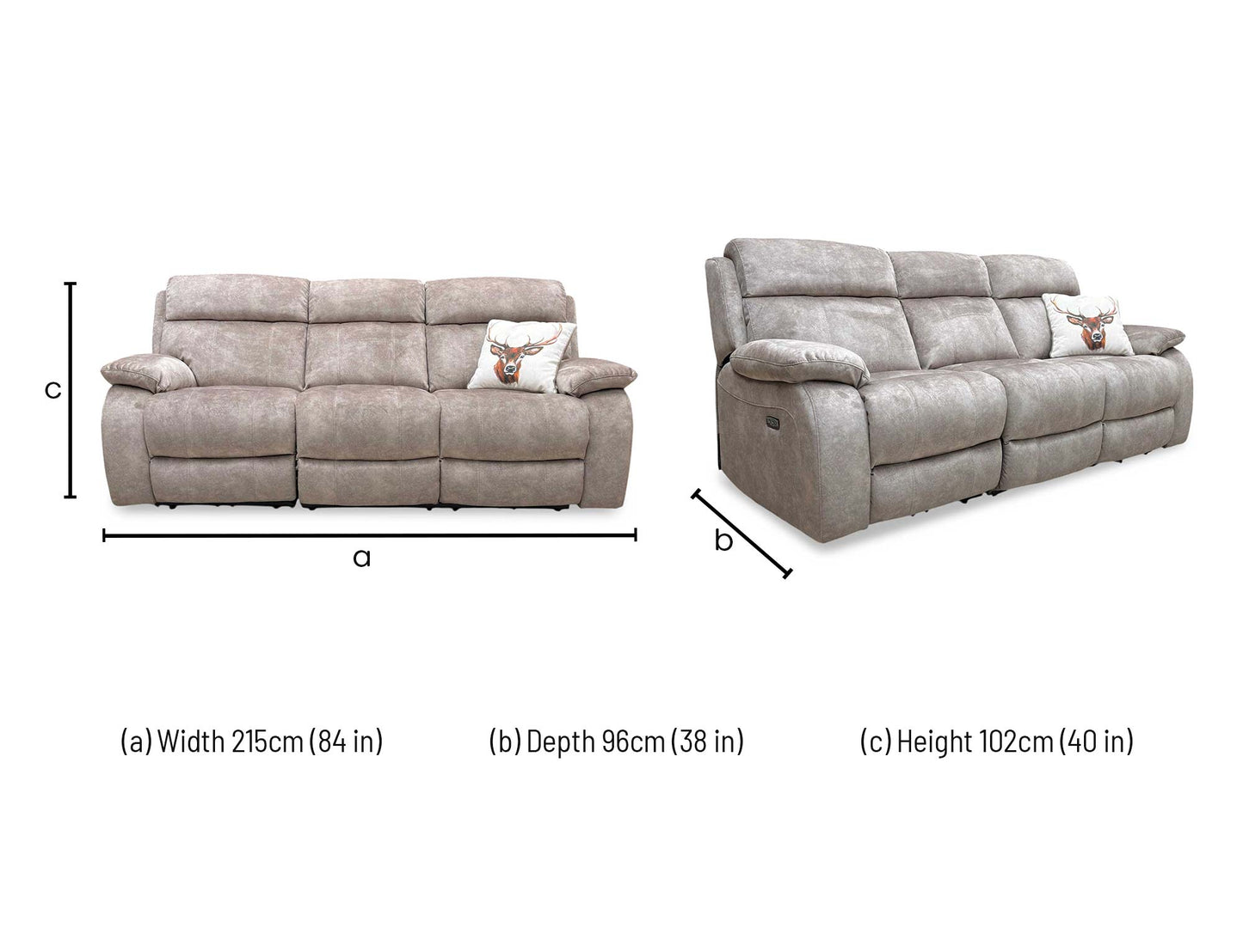 ‘Moreno' Bfa-Bnn-R29 Mink Velvet 3 Seater Power Recliner Sofa