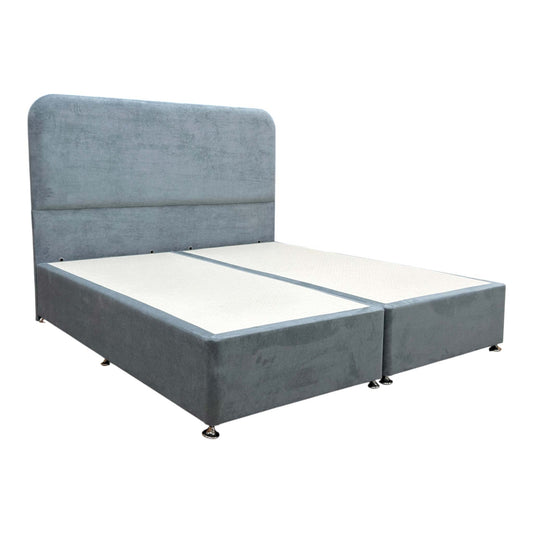 'Hamilton' Milan Petrol Velvet Floor Standing Headboard + Divan Base - Super King