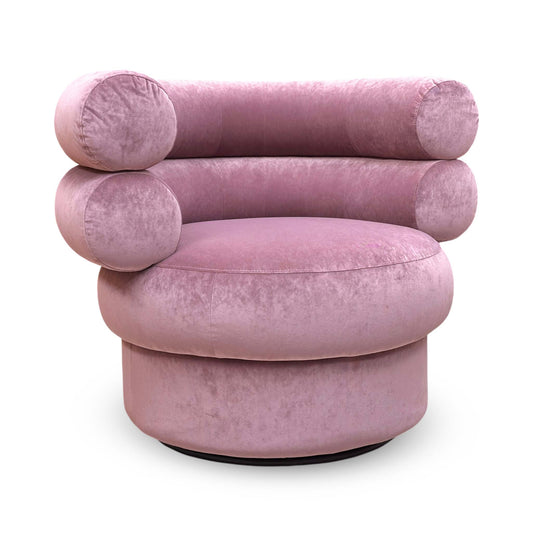 ‘Fitzrovia’ Orchid Pink Linen Fabric Accent Swivel Chair