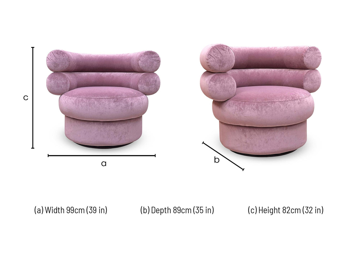 ‘Fitzrovia’ Orchid Pink Linen Fabric Accent Swivel Chair