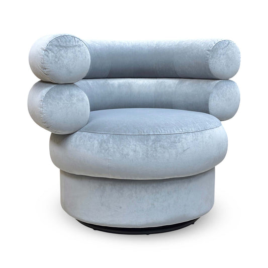 ‘Fitzrovia’ Mist Bluish Grey Linen Fabric Accent Swivel Chair