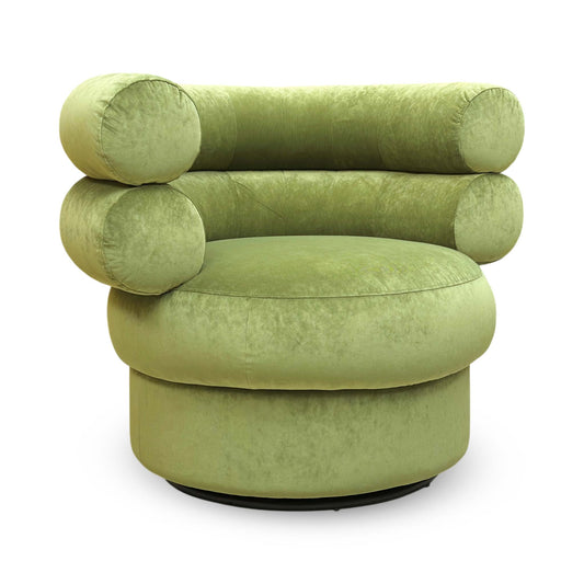 ‘Fitzrovia’ Leaf Green Linen Fabric Accent Swivel Chair