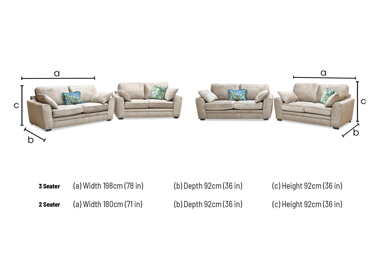 ‘Chalfont’ Adele Biscuit Brown Linen Fabric 3 + 2 Seater Sofa Set