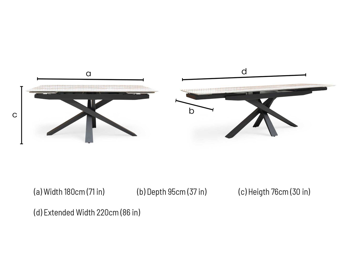 ‘Germain’ Marble Top 180cm Extending Dining Table